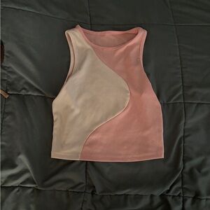Colorblock Pink & Cream Ribbed Tank Top